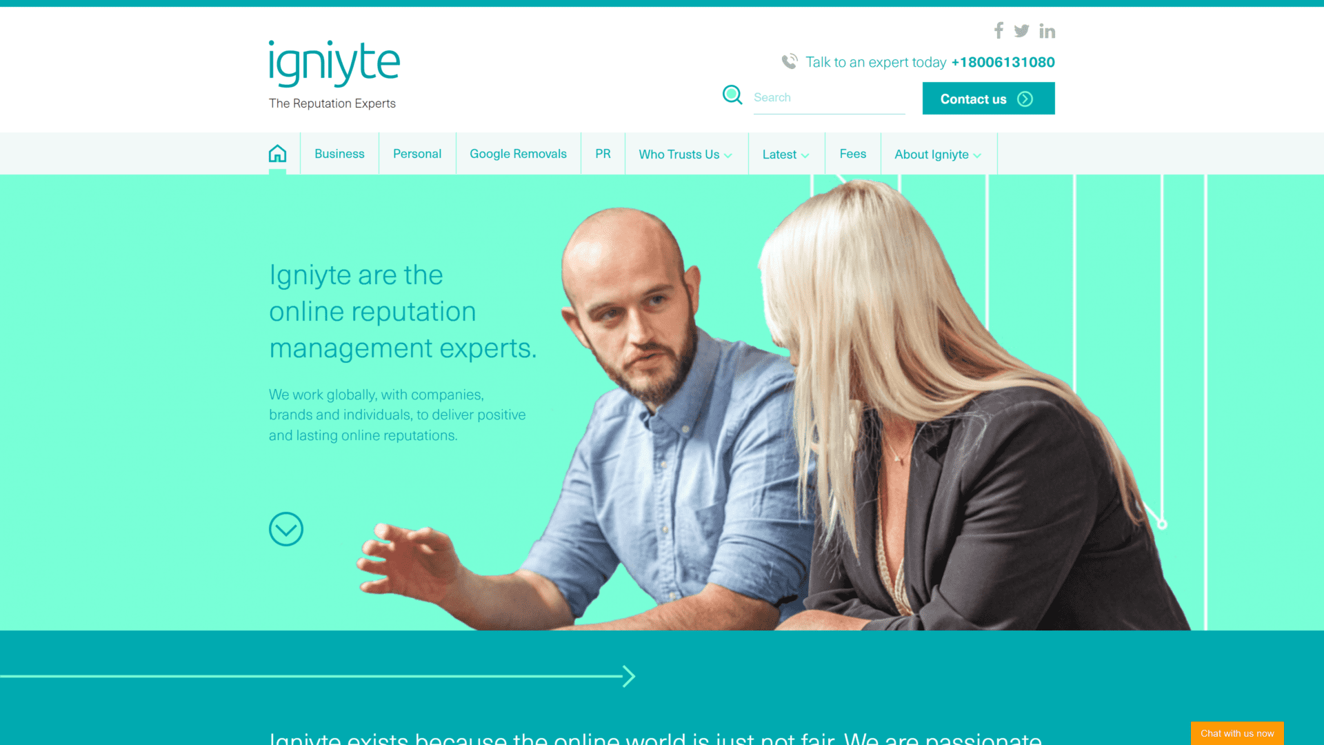 screenshot of the igniyte homepage