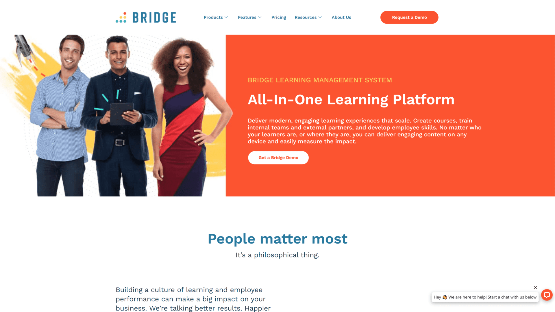 A screenshot of the bridge homepage