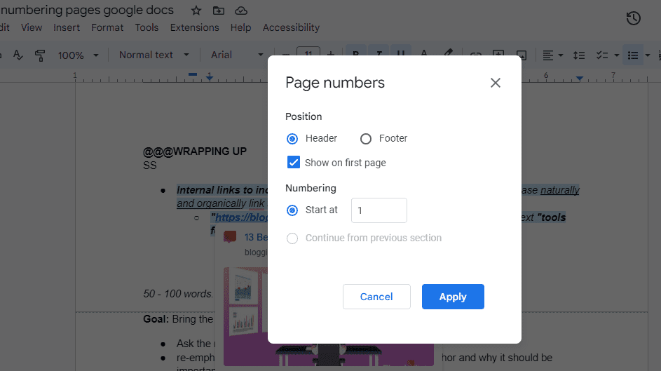 02 Google Docs format page numbers