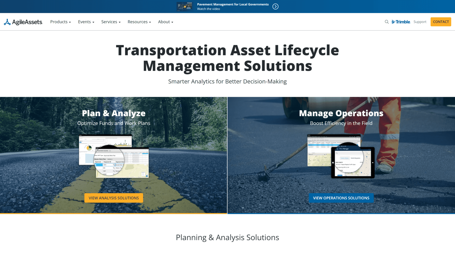 screenshot of the agile assets software platform homepage
