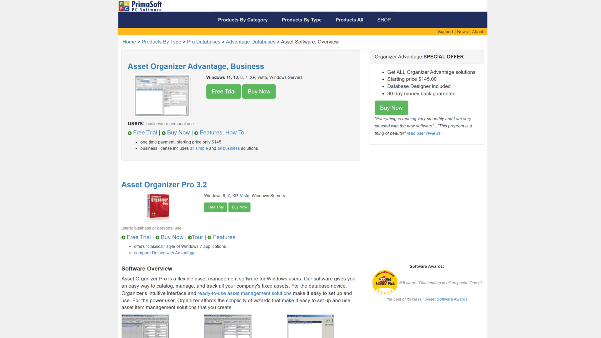 screenshot of the asset organizer pro homepage screenshot