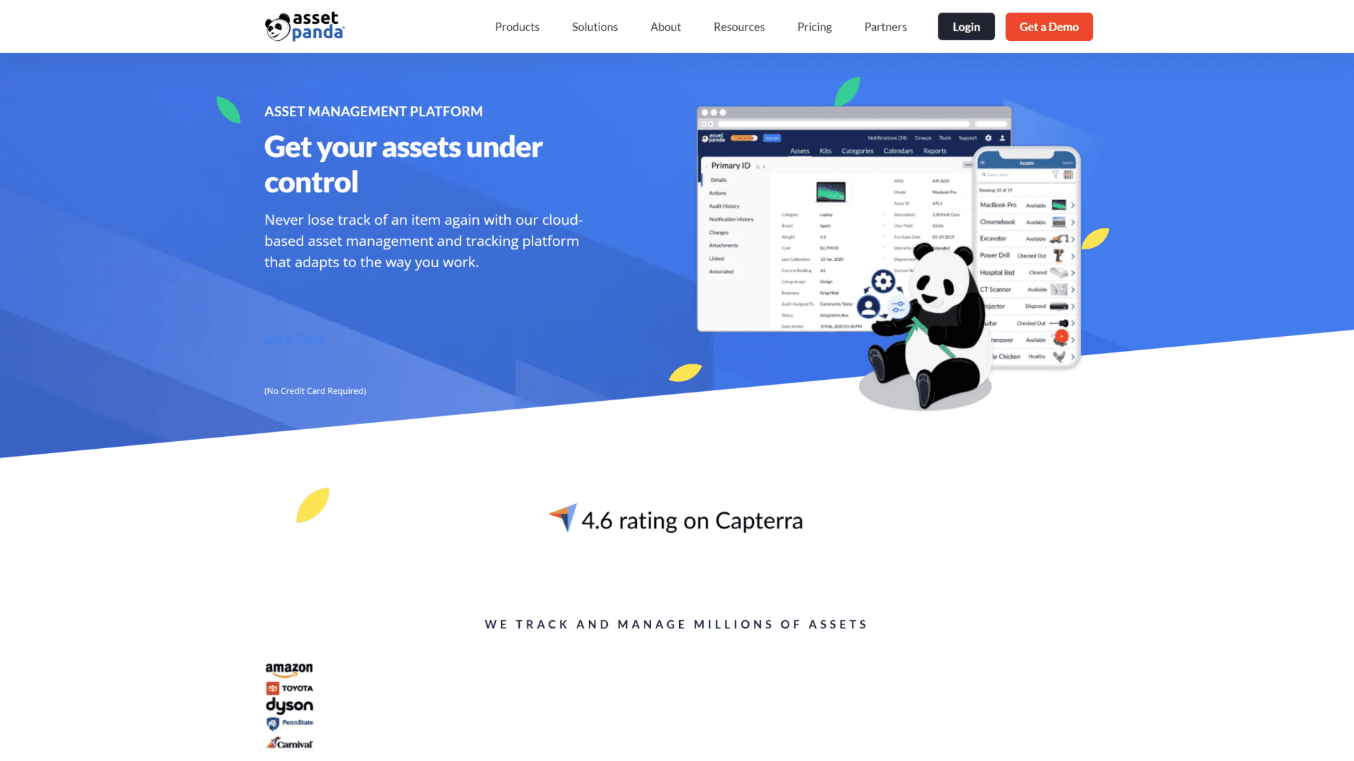 screenshot of the asset panda homepage