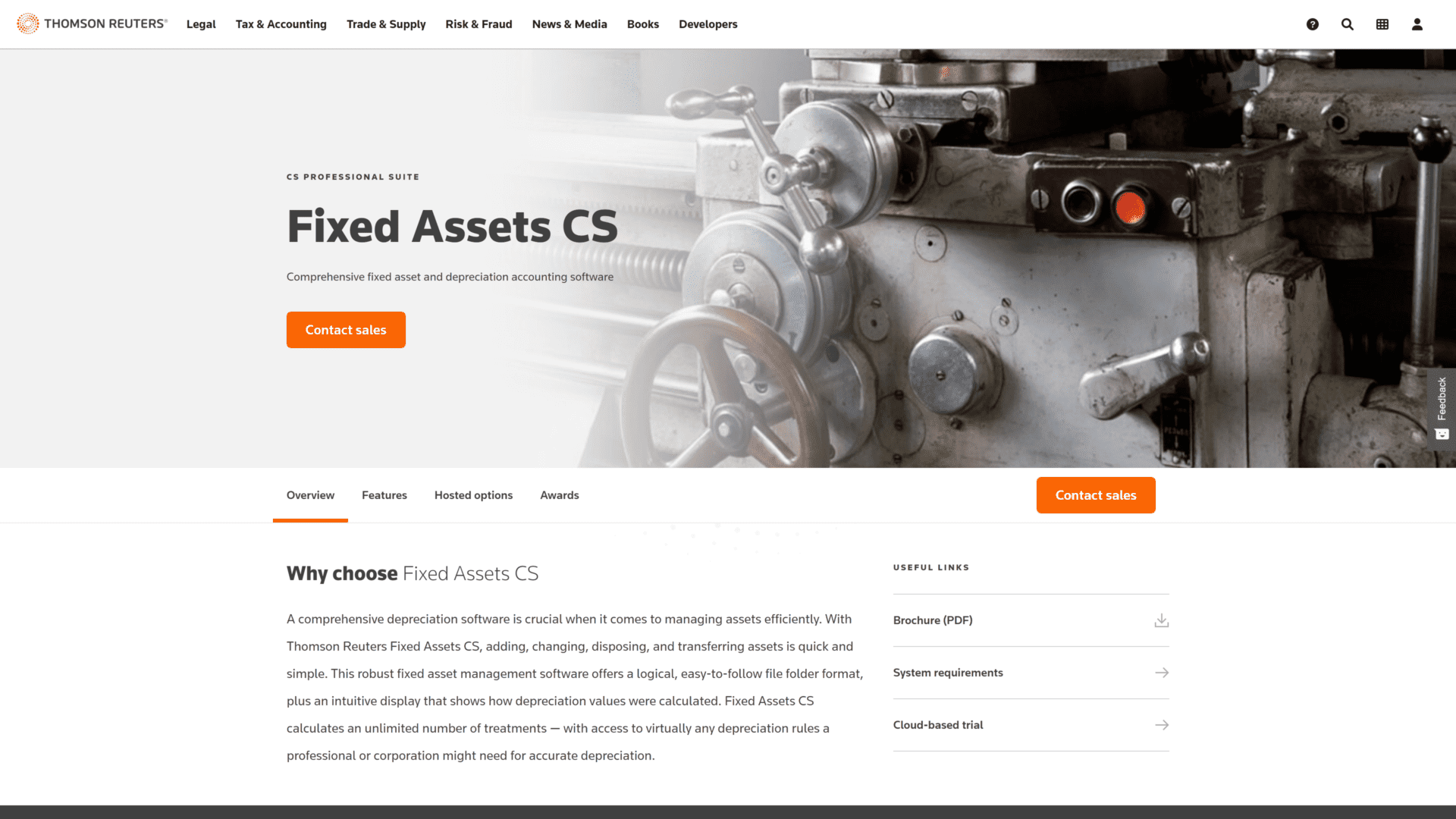 screenshot of the fixed assets cs homepage