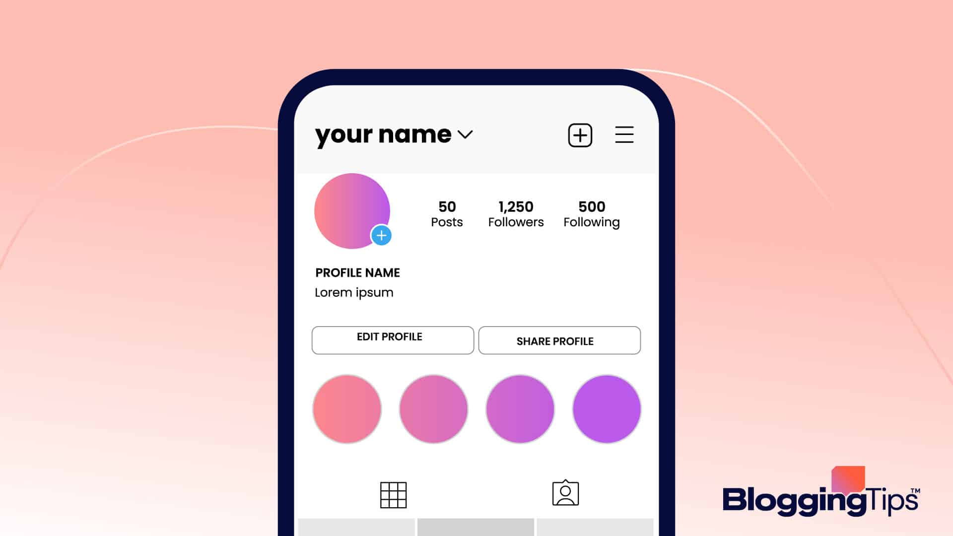 vector graphic showing an illustration of Instagram bio ideas
