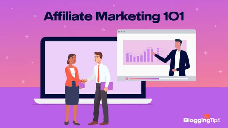 vector graphic showing an illustration showing people learn affiliate marketing