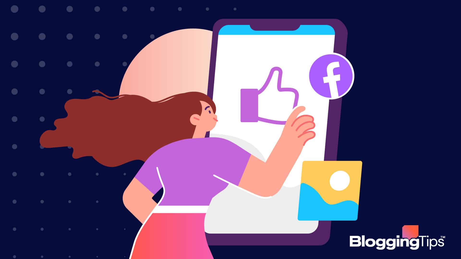 vector graphic showing an illustration of a woman sharing on facebook stories