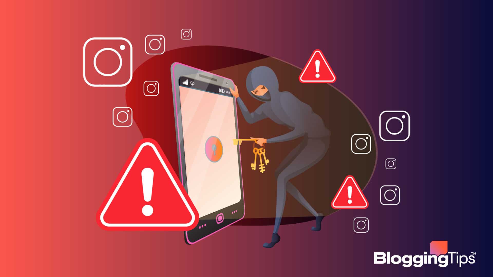 vector graphic showing an illustration of how Instagram accounts get hacked