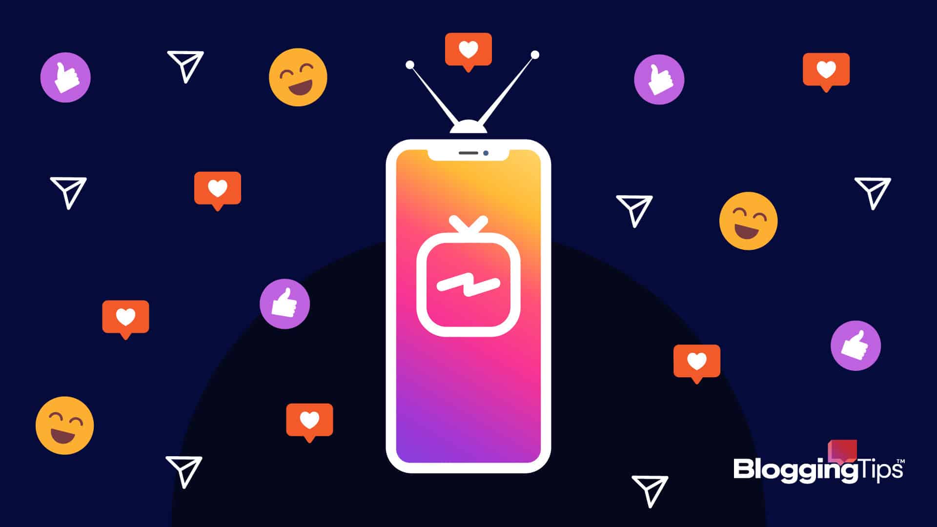 vector graphic showing an illustration of a television on a phone with instagram colours